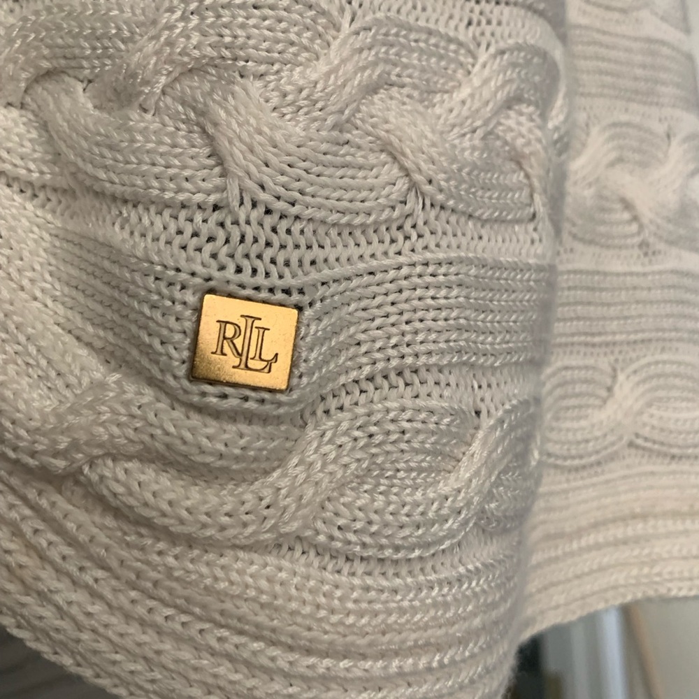 Lauren by Ralph Lauren Elegant Cream Cable Knit Cowl Neck Sweater Size Large - Picture 9 of 9